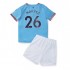Camisola Manchester City Mahrez 26 Criança Equipamento Primeiro 2022-2023 Manga Corta